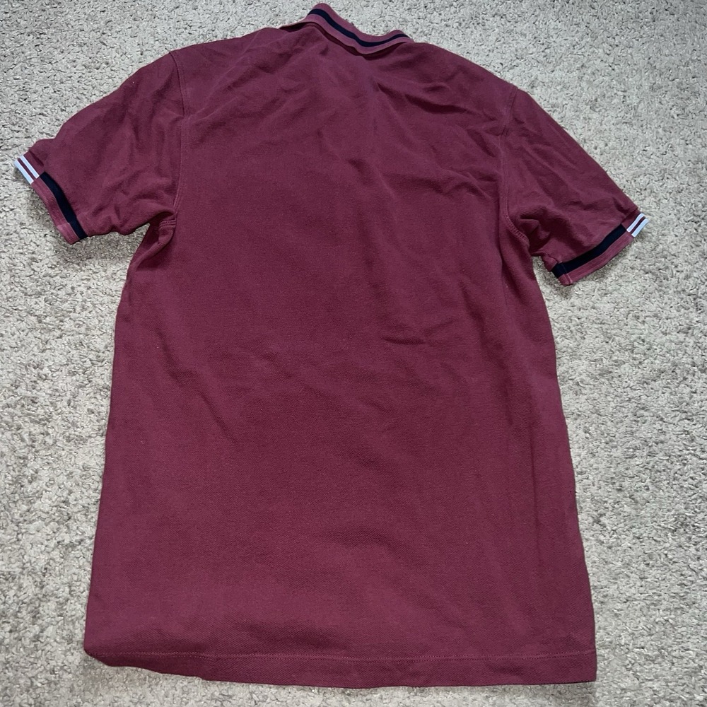 Fred Perry Twin Tipped Mens Cotton Short Sleeve Polo Shirt in Oxblood Size M - Picture 6 of 6